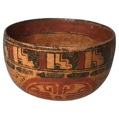 Antique Pre Columbian Maya Polychrome Pottery Bowl circa A.D. 550-950