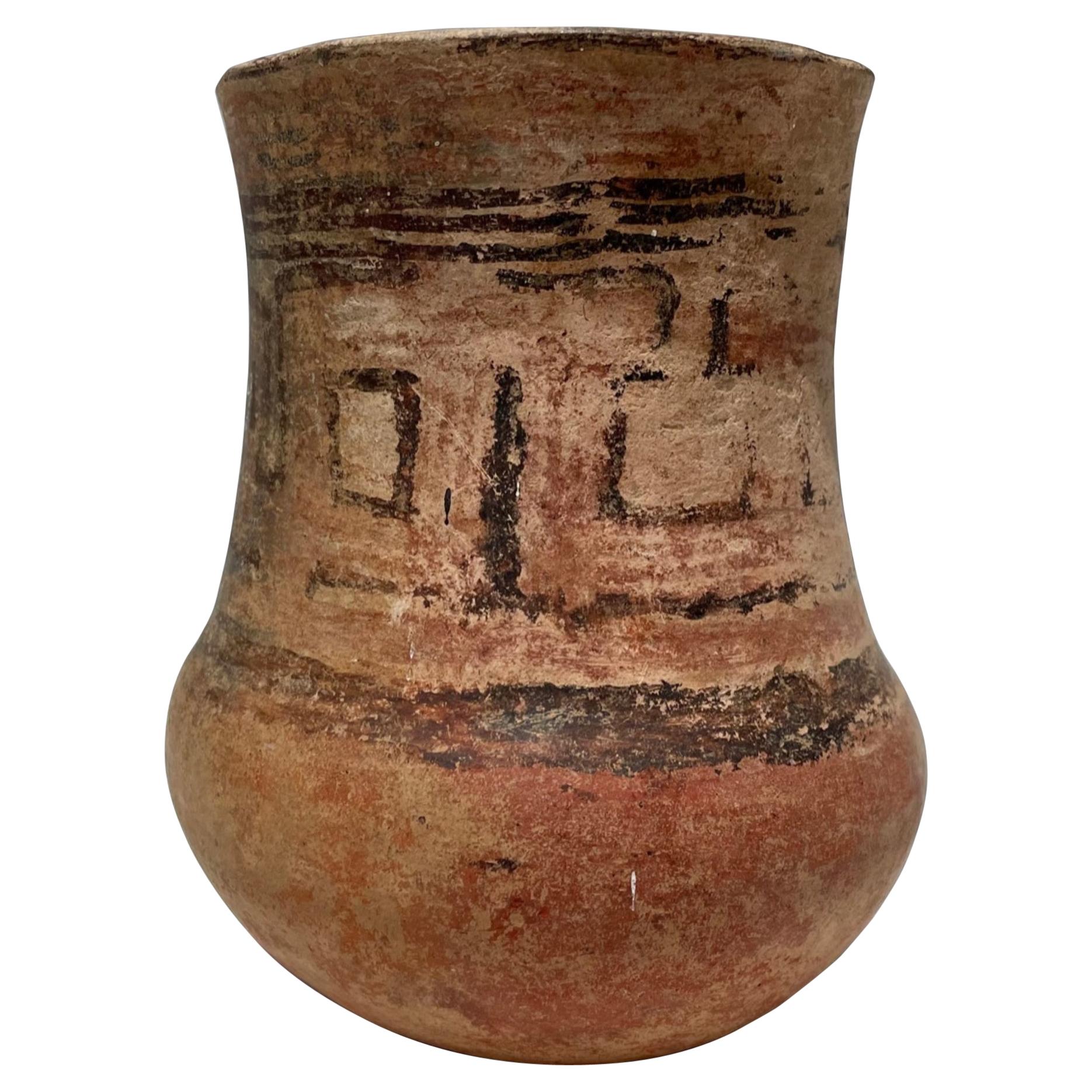 Pre-Columbian Mayan Terracotta Vessel with Glyphs For Sale