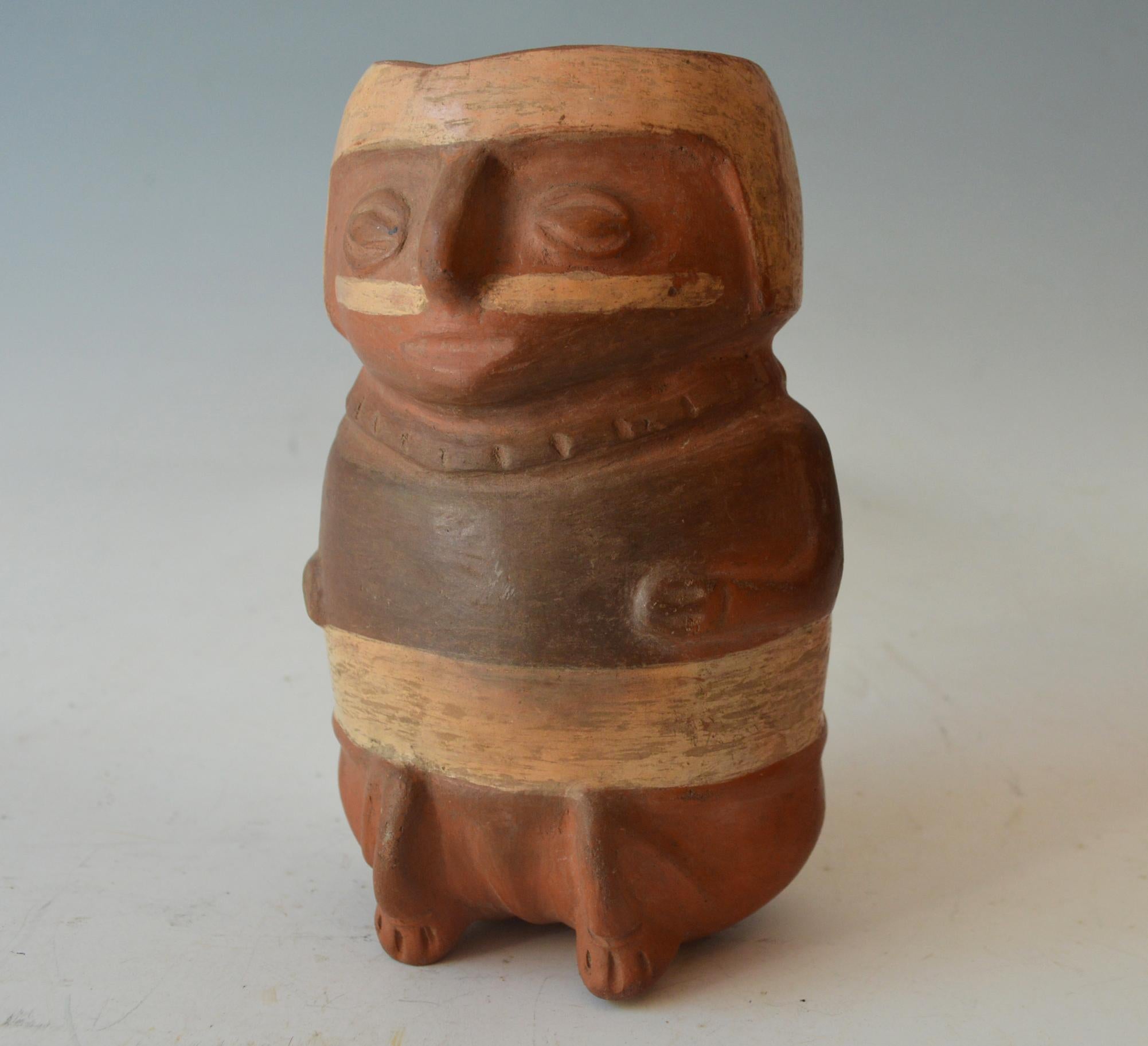Molded Pre Columbian Moche Anthropomorphic Vessel Peru