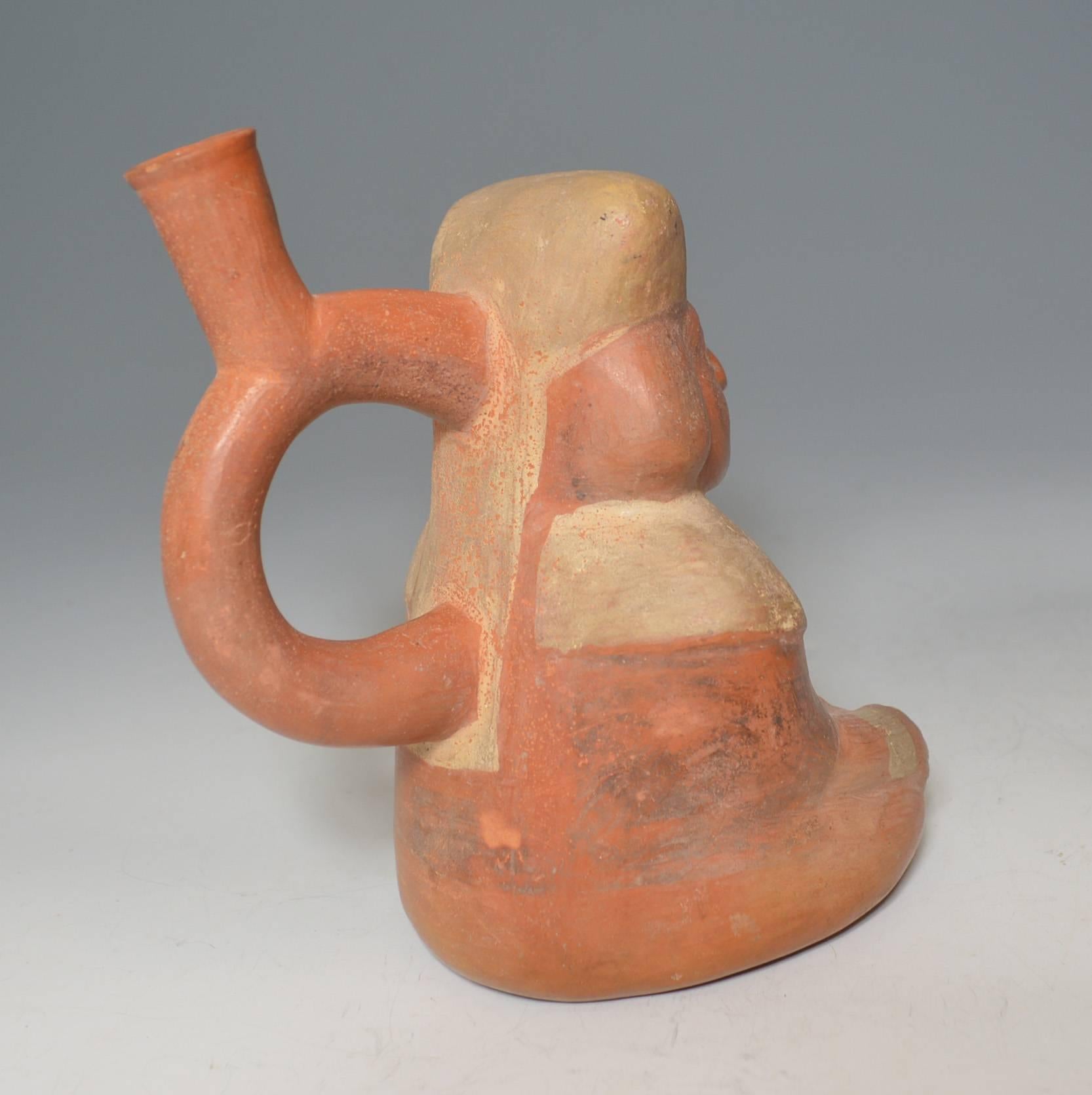 Pre Columbian Moche Stirrup Vessel Ancient South America In Good Condition In London, GB