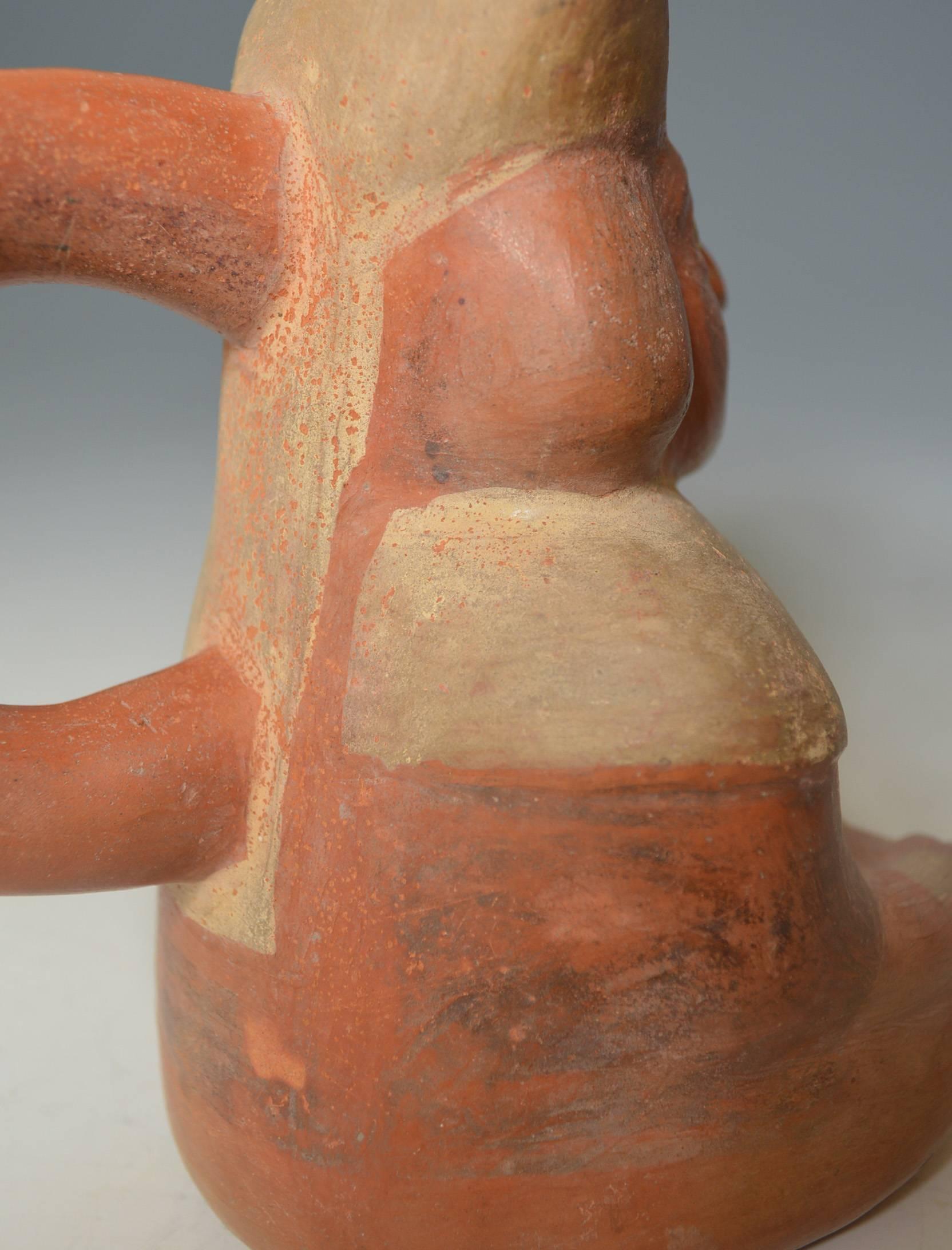 Pottery Pre Columbian Moche Stirrup Vessel Ancient South America