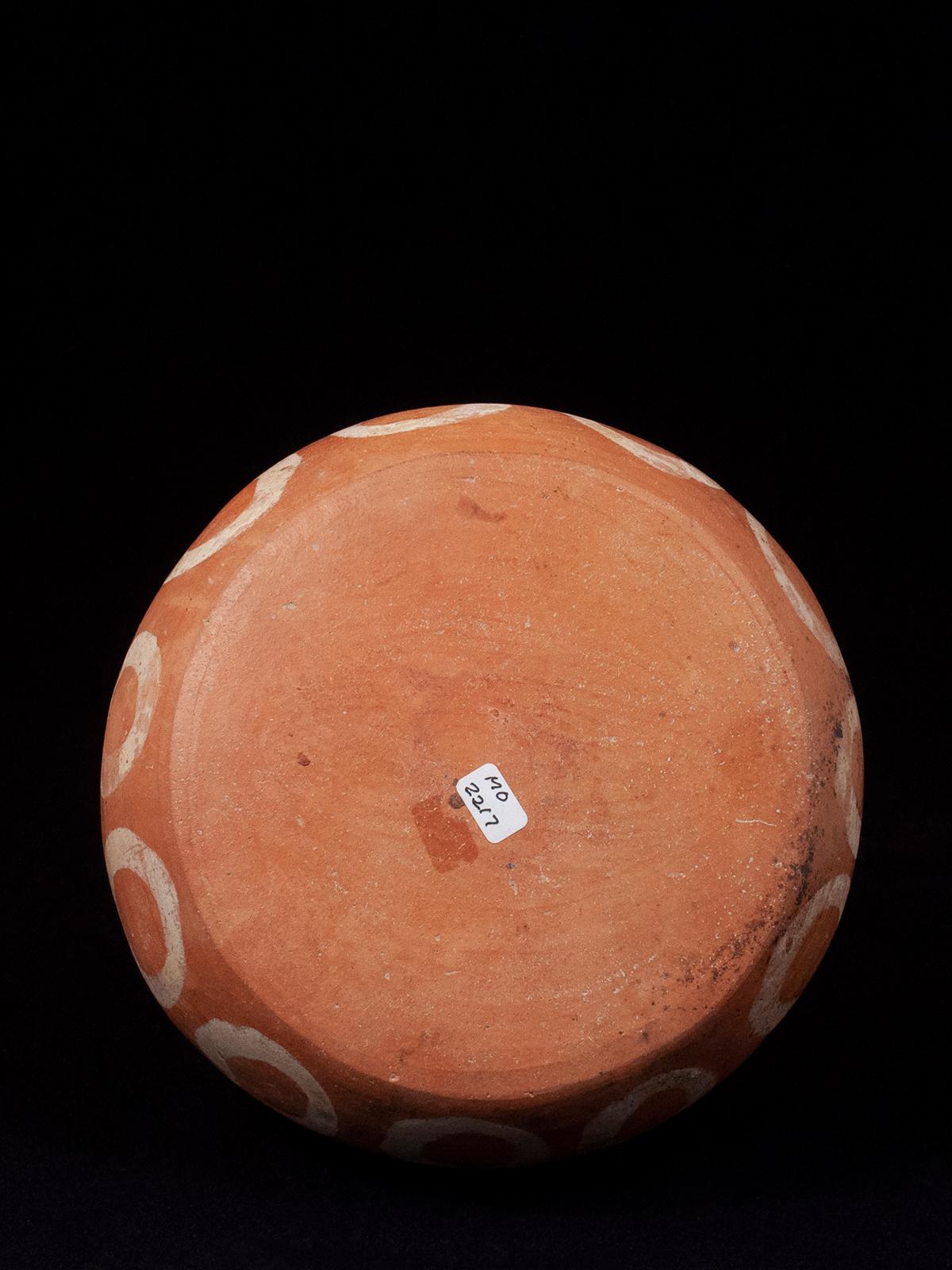 18th Century and Earlier Pre-Columbian Moche Stirrup Vessel with Cream-Colored Circles, Peru