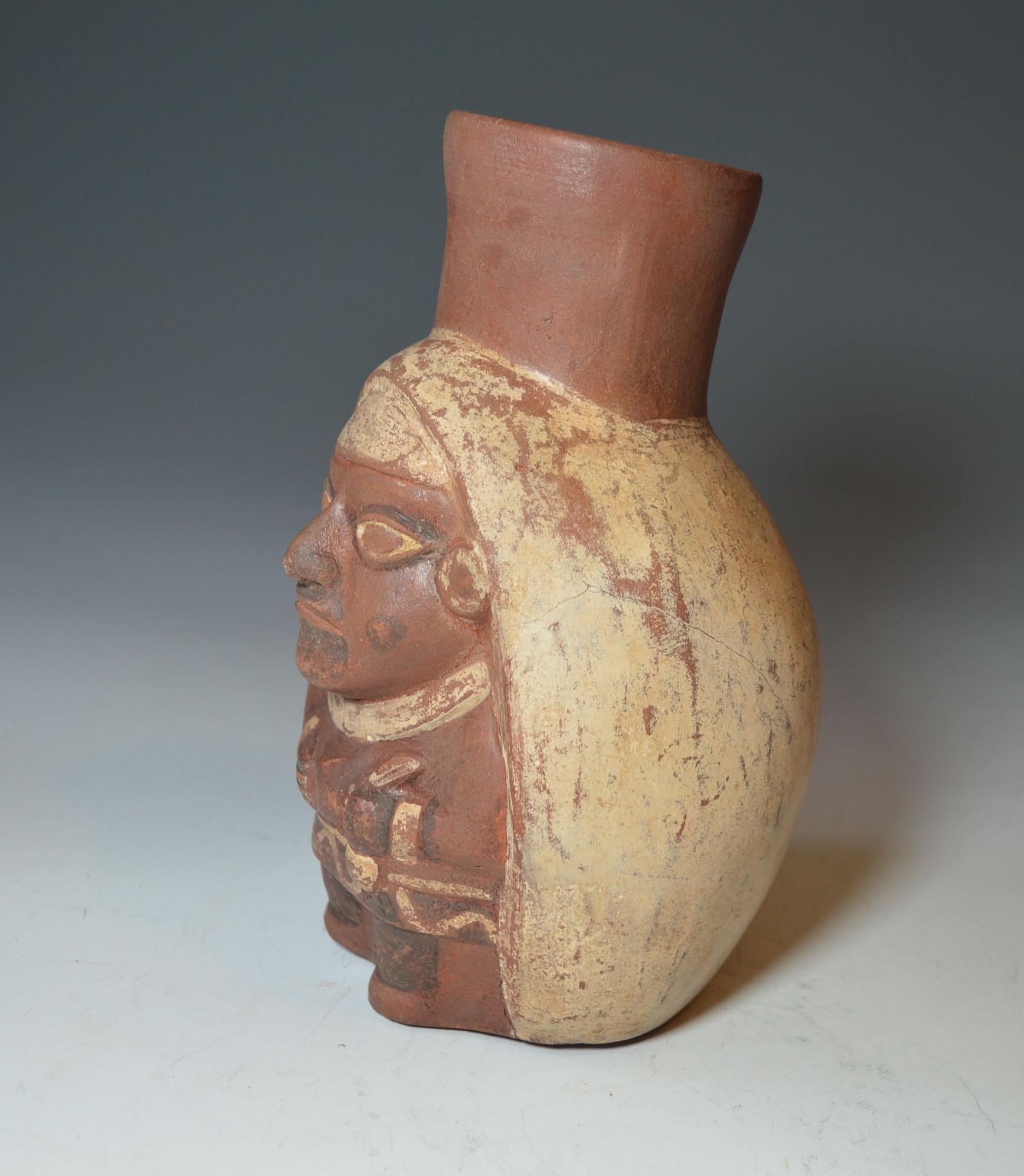 Peruvian Pre Columbian Moche Vessel of a Important Personage or Dignitary