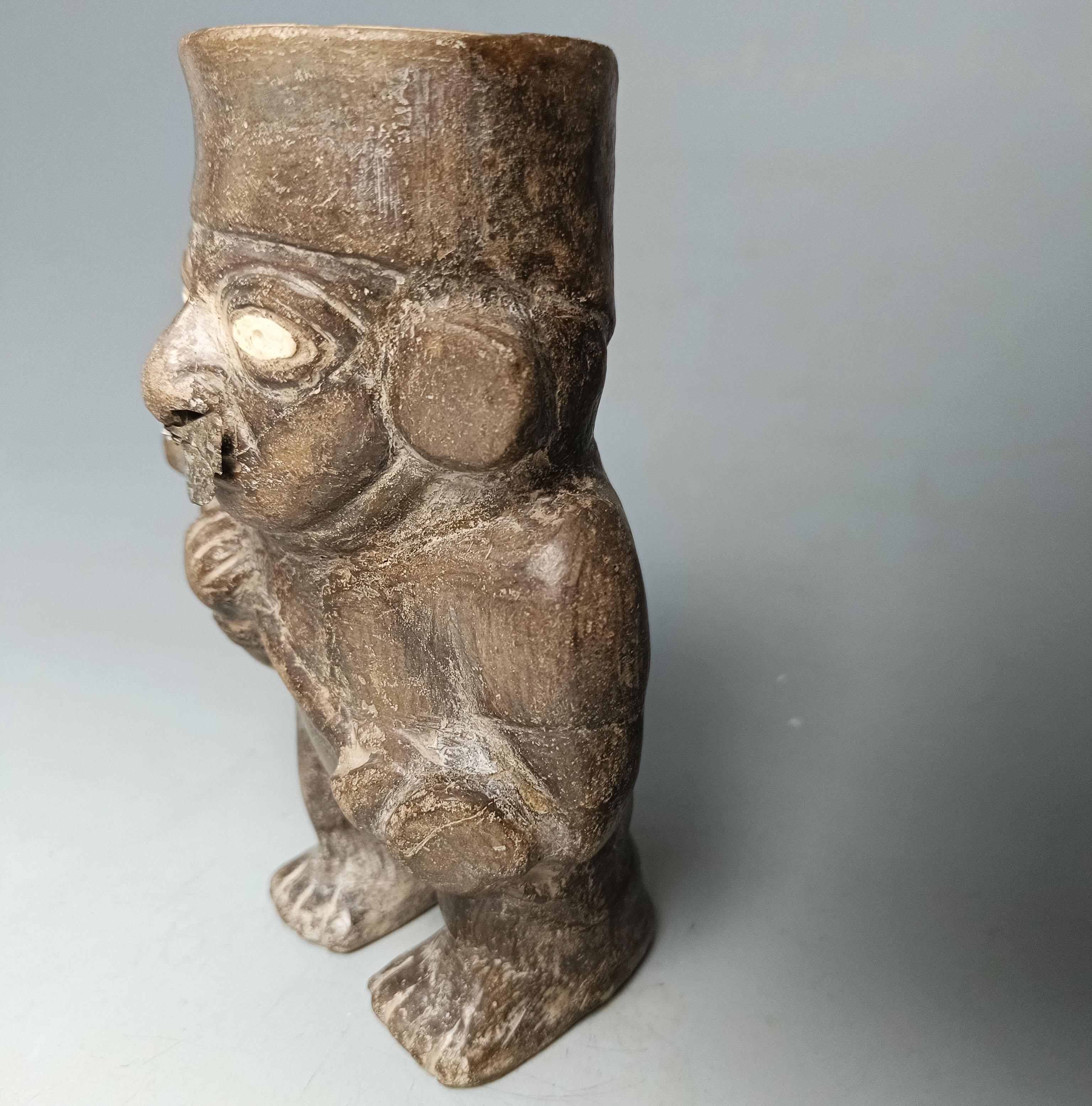 Peruvian Pre Columbian  Rare Moche Warrior Vessel South Latin American Antiques Art For Sale