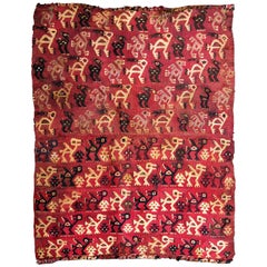 Prä-Columbianisches mehrfarbiges Chancay-Textil, kubistische Tiere, Peru 1100-1400 AD