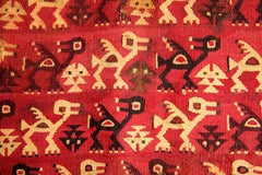 Prä-Columbianisches mehrfarbiges Chancay-Textil, kubistische Tiere, Peru 1100-1400 AD