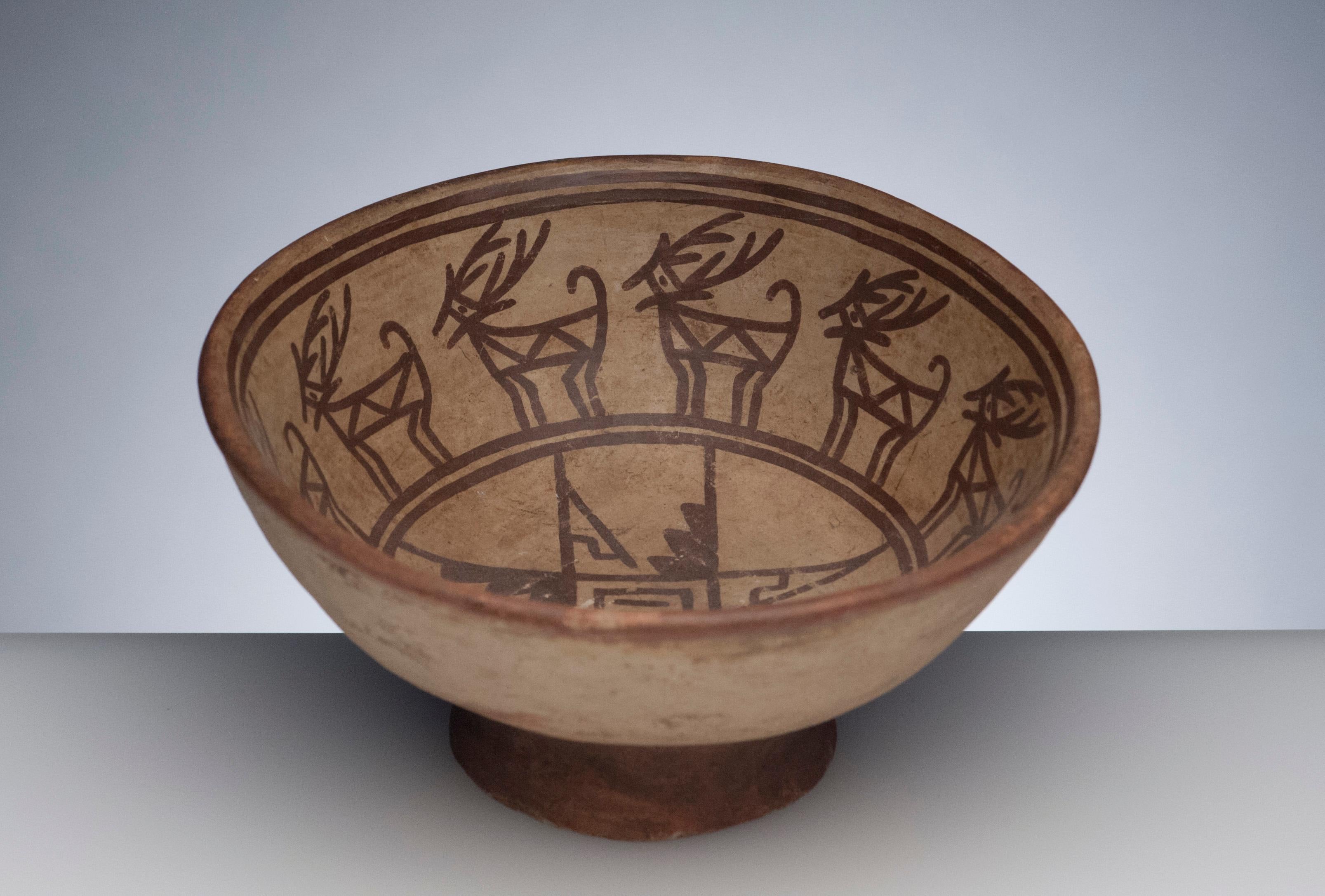 Colombian Pre-Columbian Narino Bowl with Deer
