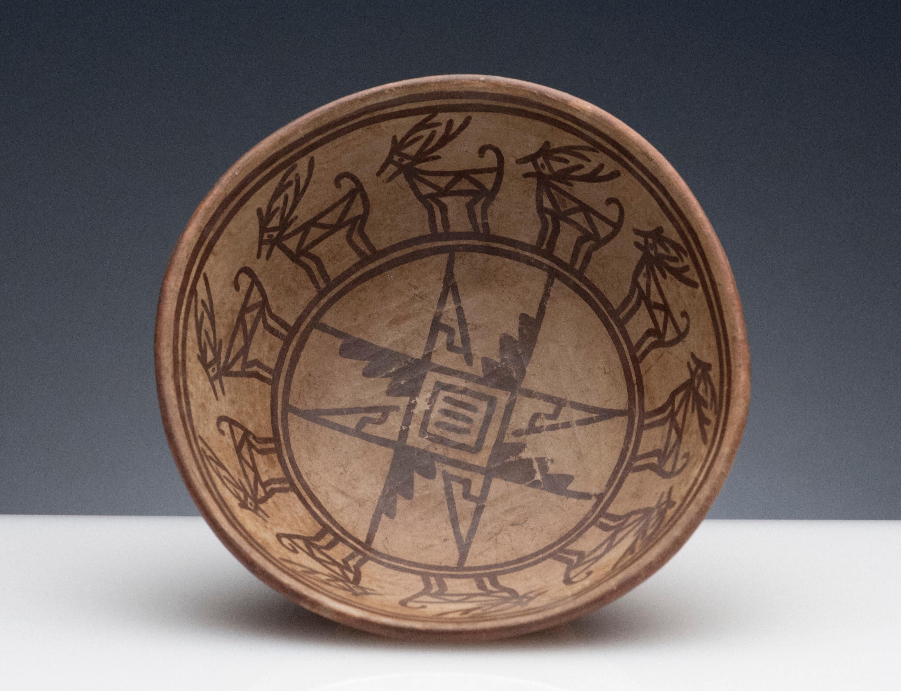 18th Century and Earlier Pre-Columbian Narino Bowl with Deer