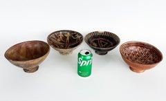 Pre-Columbian Nariño Decorated Footed Pottery Bowl Collection, Set of Four