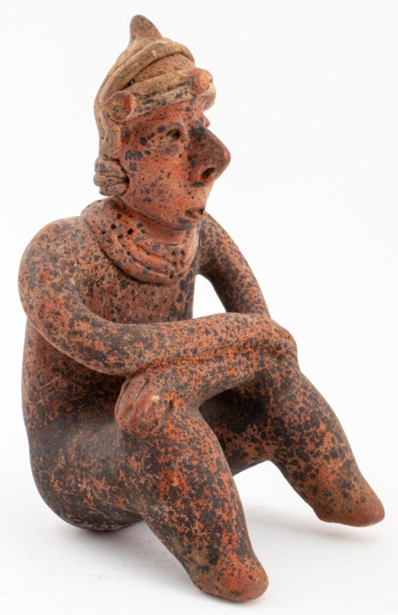 18th Century and Earlier Pre-Columbian Nayarit Seated Figure Redware Statue For Sale