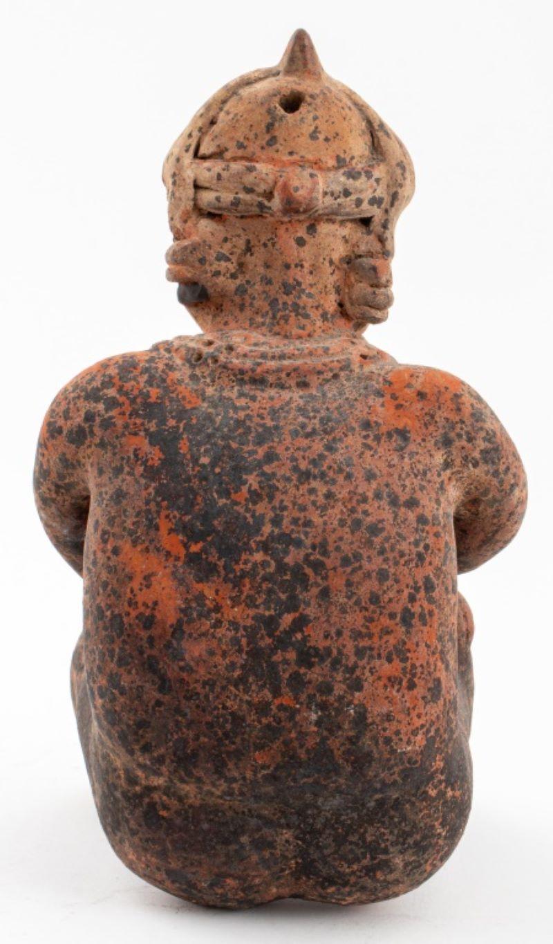 Pre-Columbian Nayarit Seated Figure Redware Statue For Sale 1