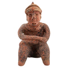 Antique Pre-Columbian Nayarit Seated Figure Redware Statue