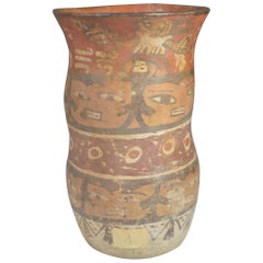 Antique Pre Columbian Nazca Cylinder Vase, circa 100 BC-800 AD