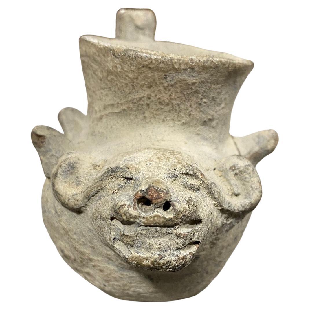Pre-Columbian Oaxacan Spouted Ox or Horned Bull Vessel, 14th-15th Century