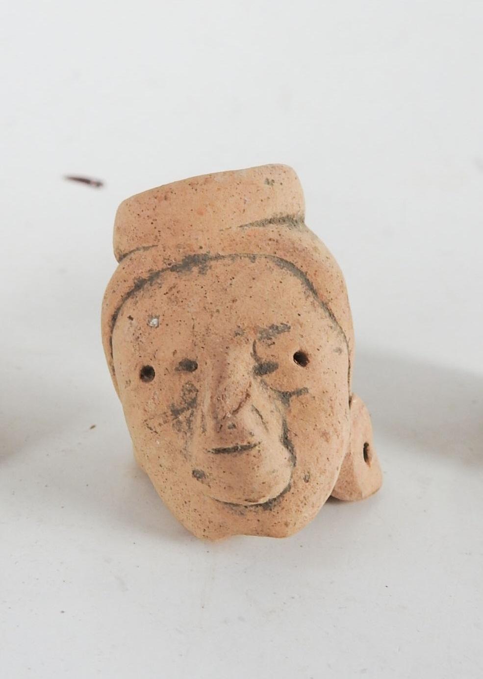 Central American Pre Columbian Pottery Head Fragments Collection - Set of 5 For Sale