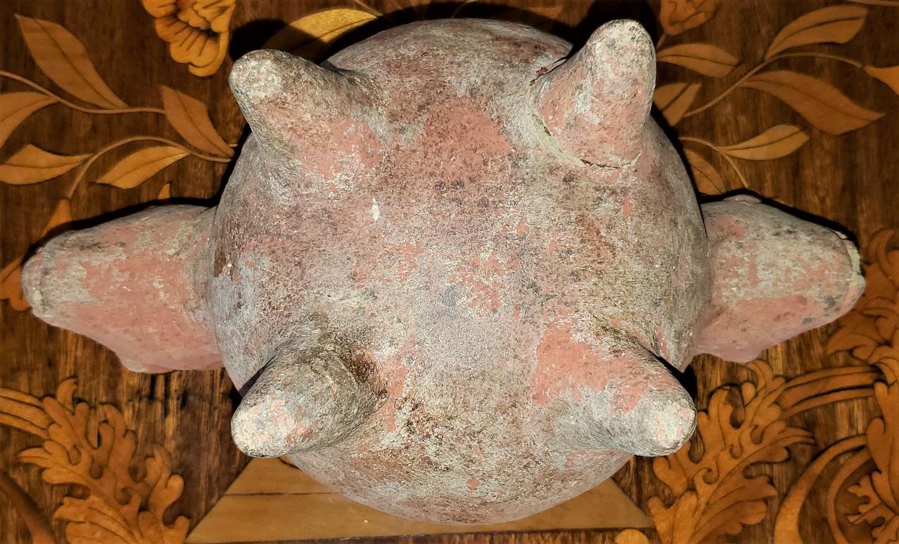 Pre-Columbian Style Pottery Vessel with Cat or Coyote Heads at 1stDibs