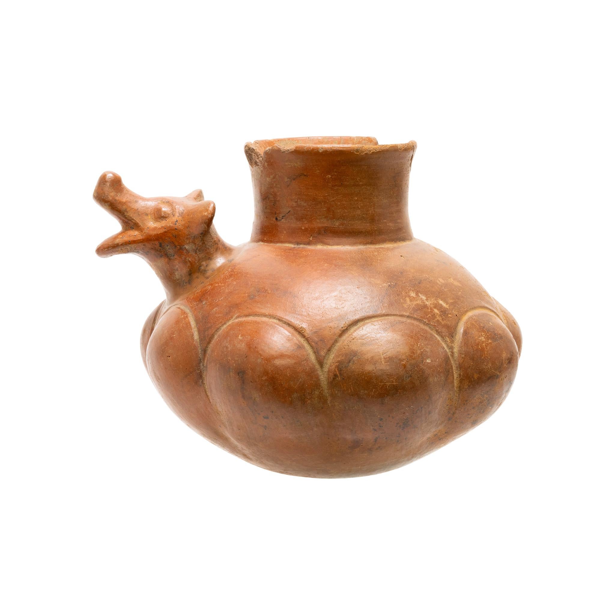 Pre-Columbian Tête de chien en poterie de grande taille Bon état - En vente à Coeur d'Alene, ID