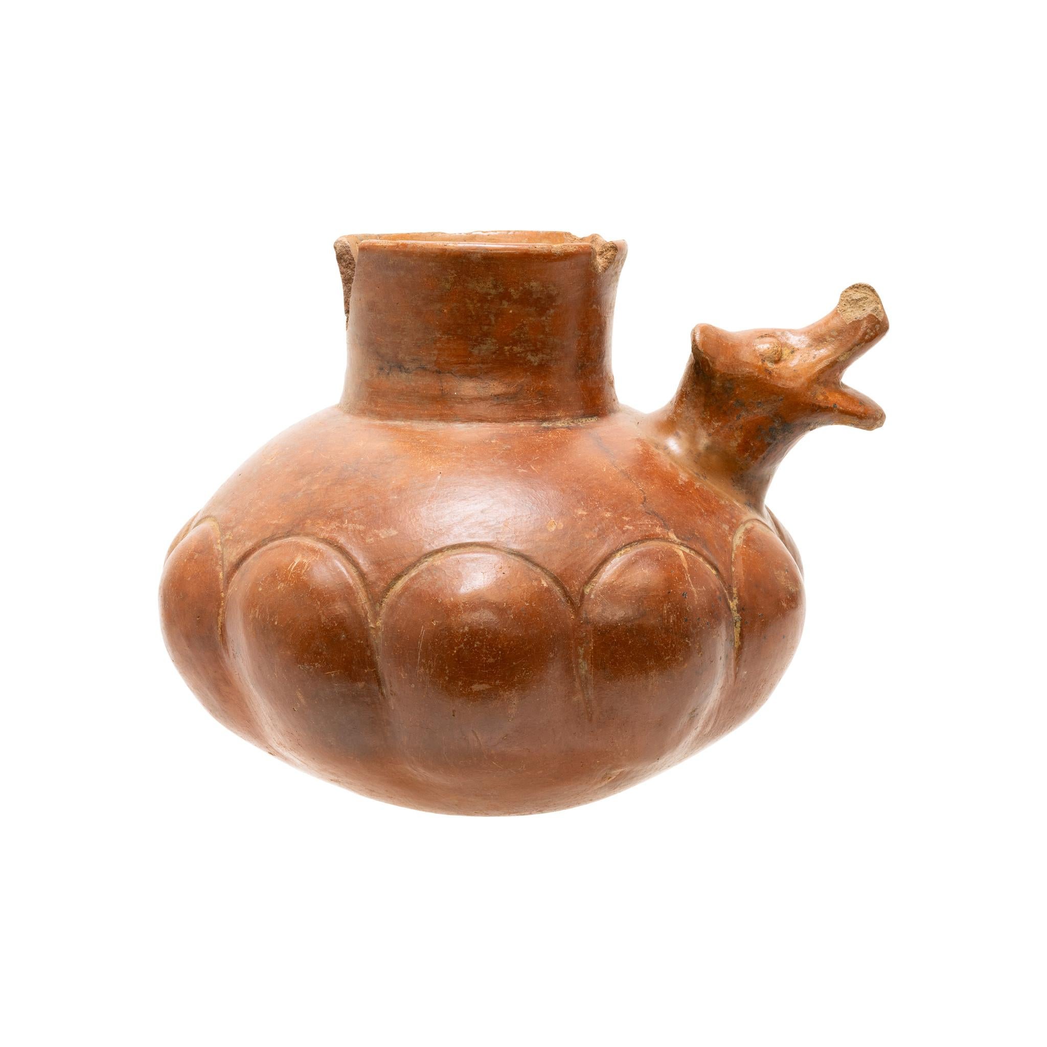 Argile Pre-Columbian Tête de chien en poterie de grande taille en vente