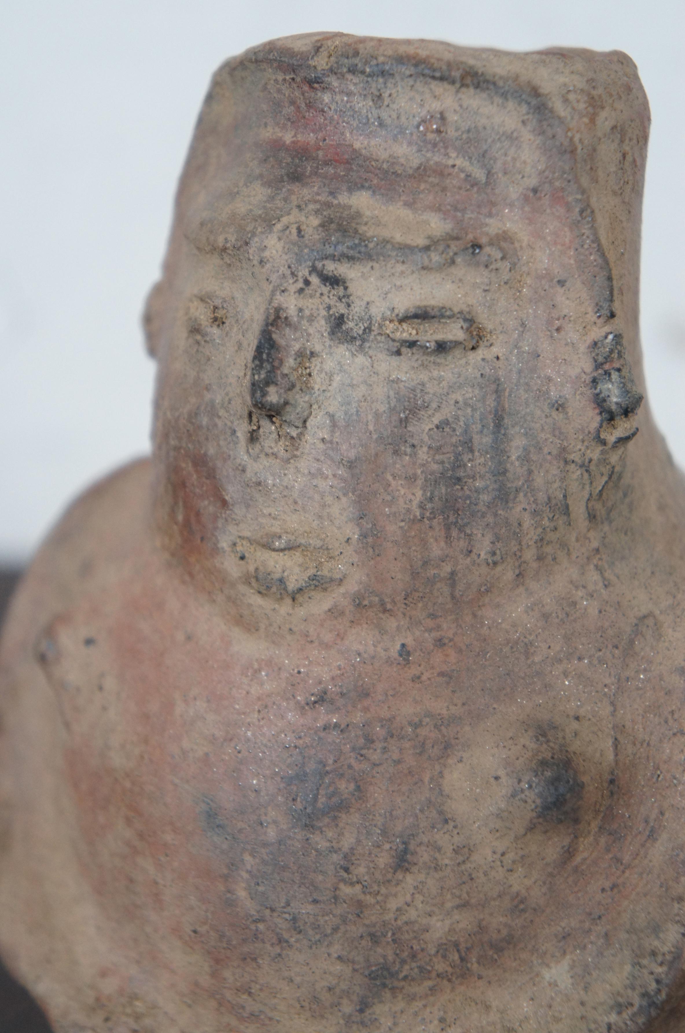 Pre Columbian Primitive Clay Female Effigy Fertility Vessel Vase Pot Jar 3