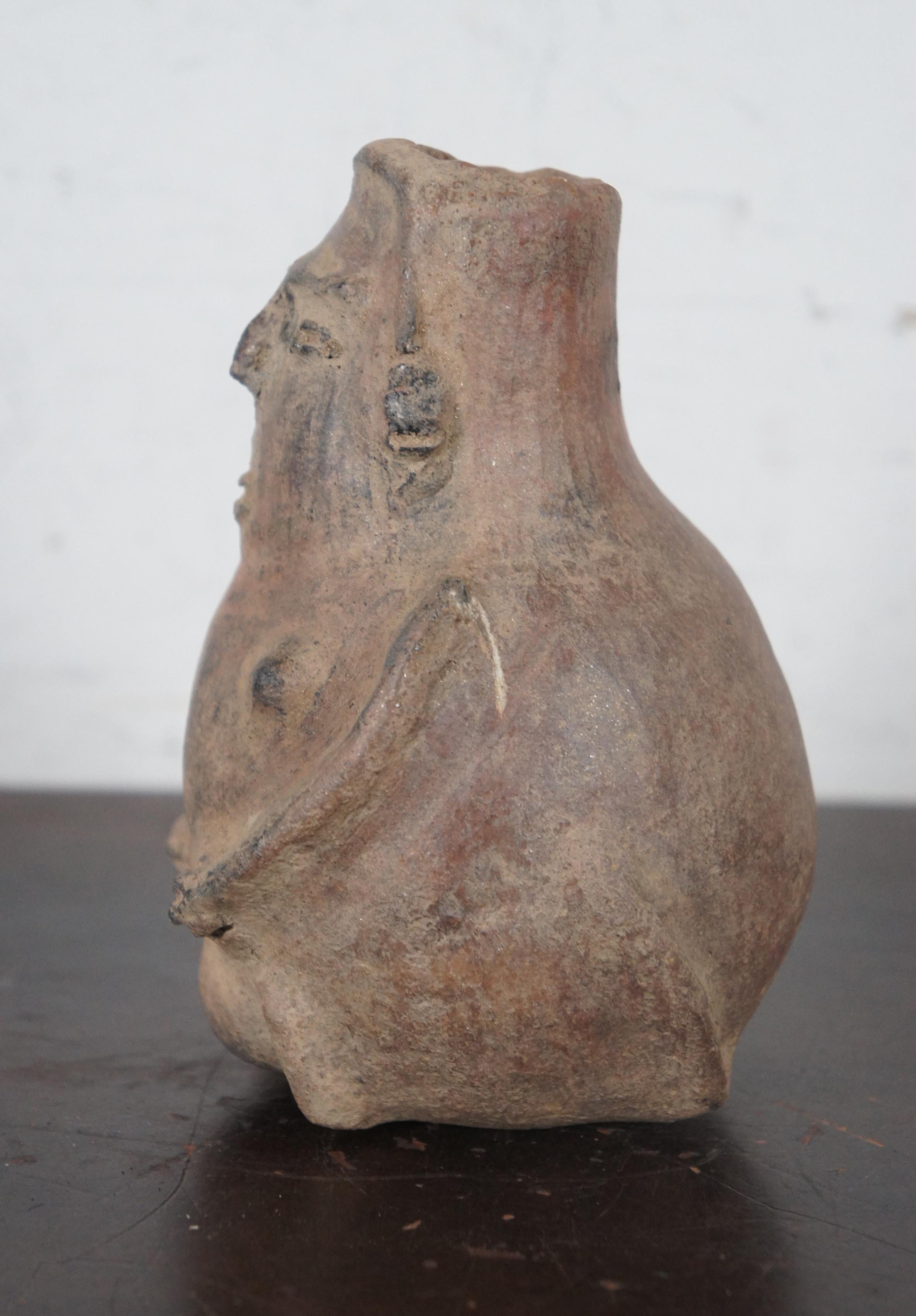 Pre Columbian Primitive Clay Female Effigy Fertility Vessel Vase Pot Jar In Good Condition In Dayton, OH