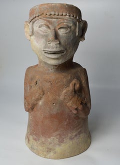 Pre Columbian Rare Impressive Large Aztec Urn Top Mexico