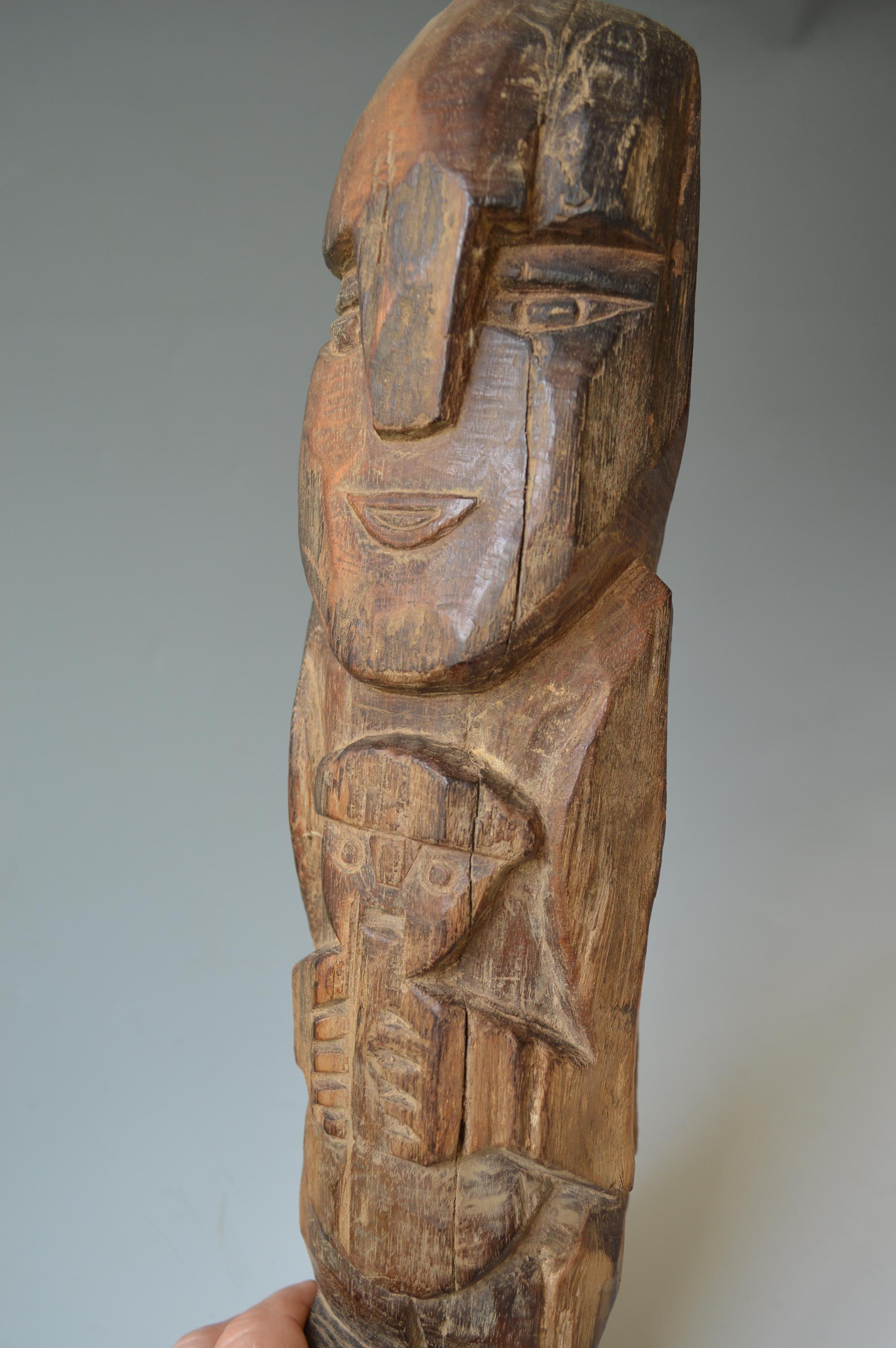 Hand-Crafted Pre Columbian Rare Lambayeque Wood Figure For Sale