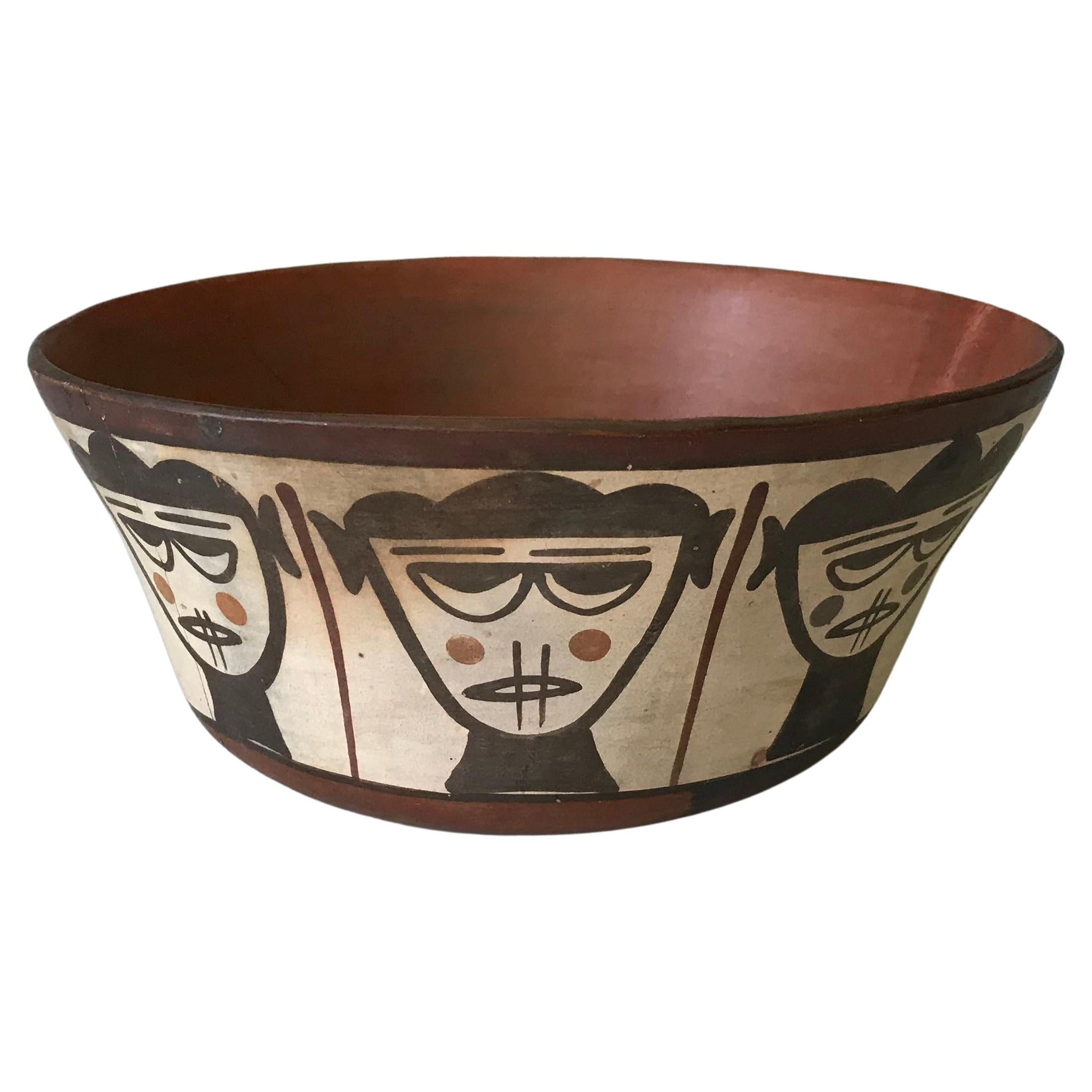 Pre Columbian Rare Nazca Trophy Head Bowl Peru