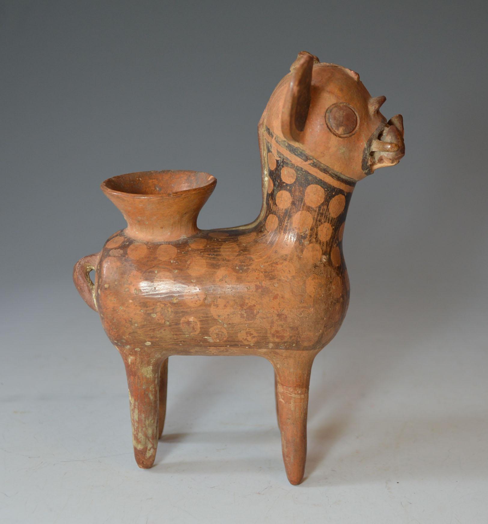 Peruvian Pre Columbian Rare Recuay Deer Vessel  C 200 BC  Provenance Ex Darwin Keynes For Sale
