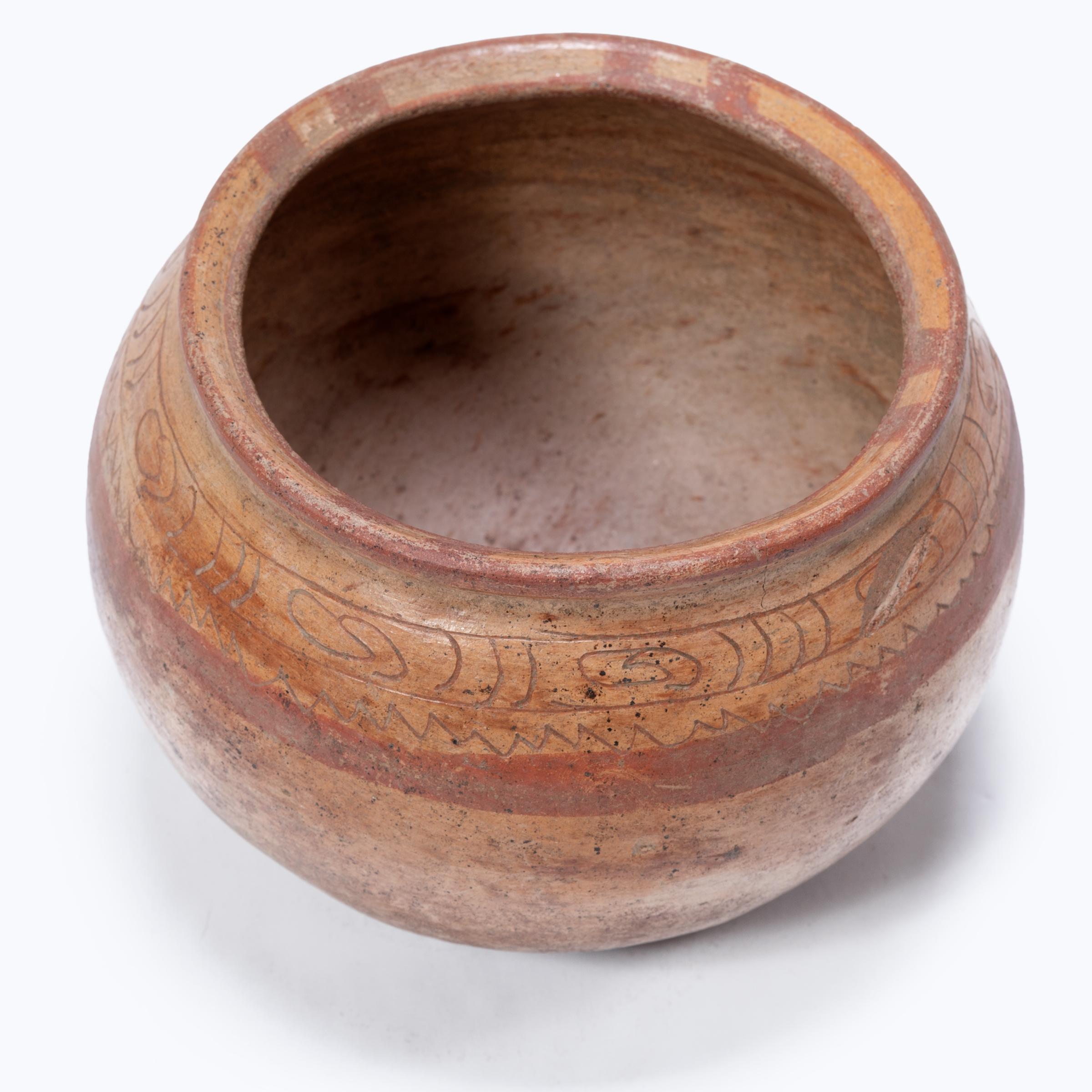Unglazed Pre-Columbian Round Incised Bowl