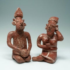 Pre-Columbian Seated Couple, Ceramic, Jalisco, West Mexico