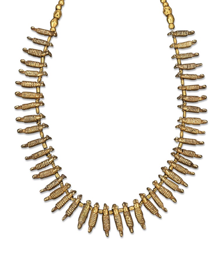 Women's Pre-Columbian Sinu Gold and Bead Necklace For Sale