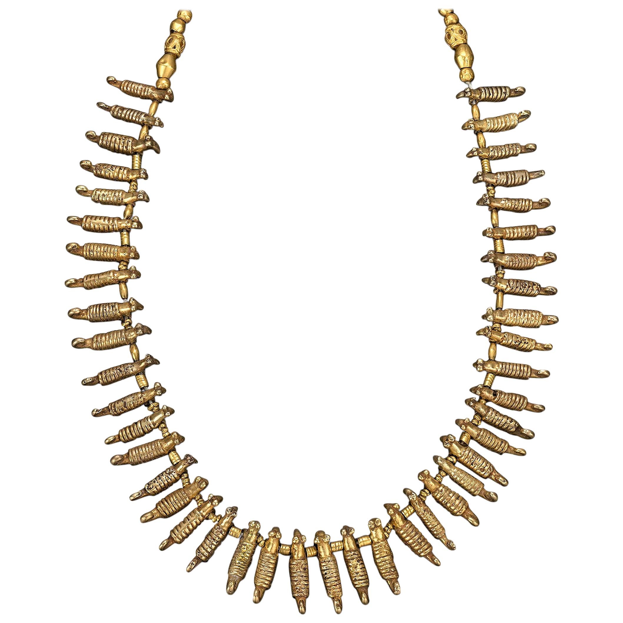 Präkolumbianische Sinu-Halskette aus Gold und Perlen