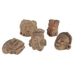Pre Columbian Small Pottery Head Collection - Set of 5