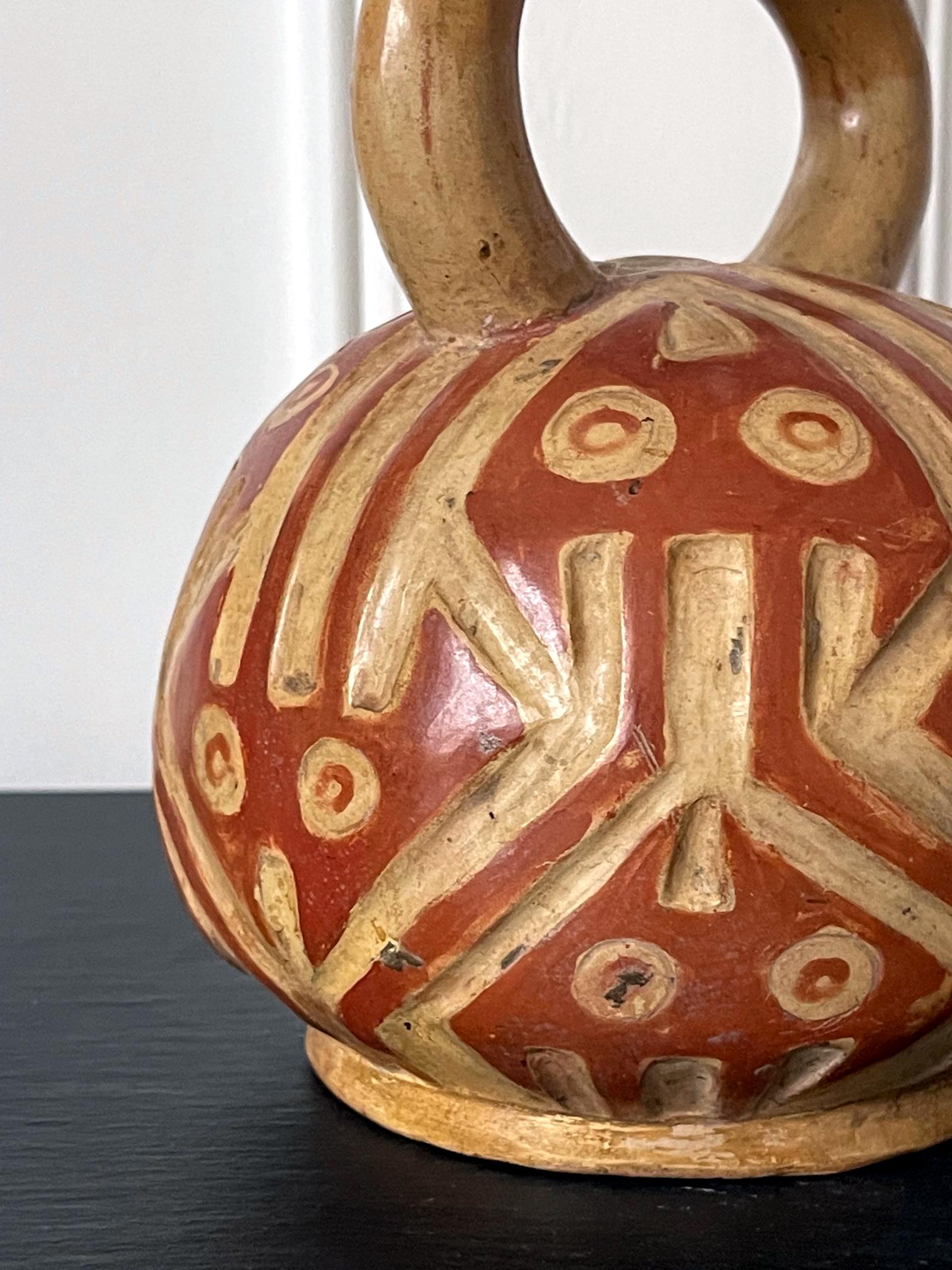 Pre-Columbian Stirrup Vessel from Moche Culture For Sale 3