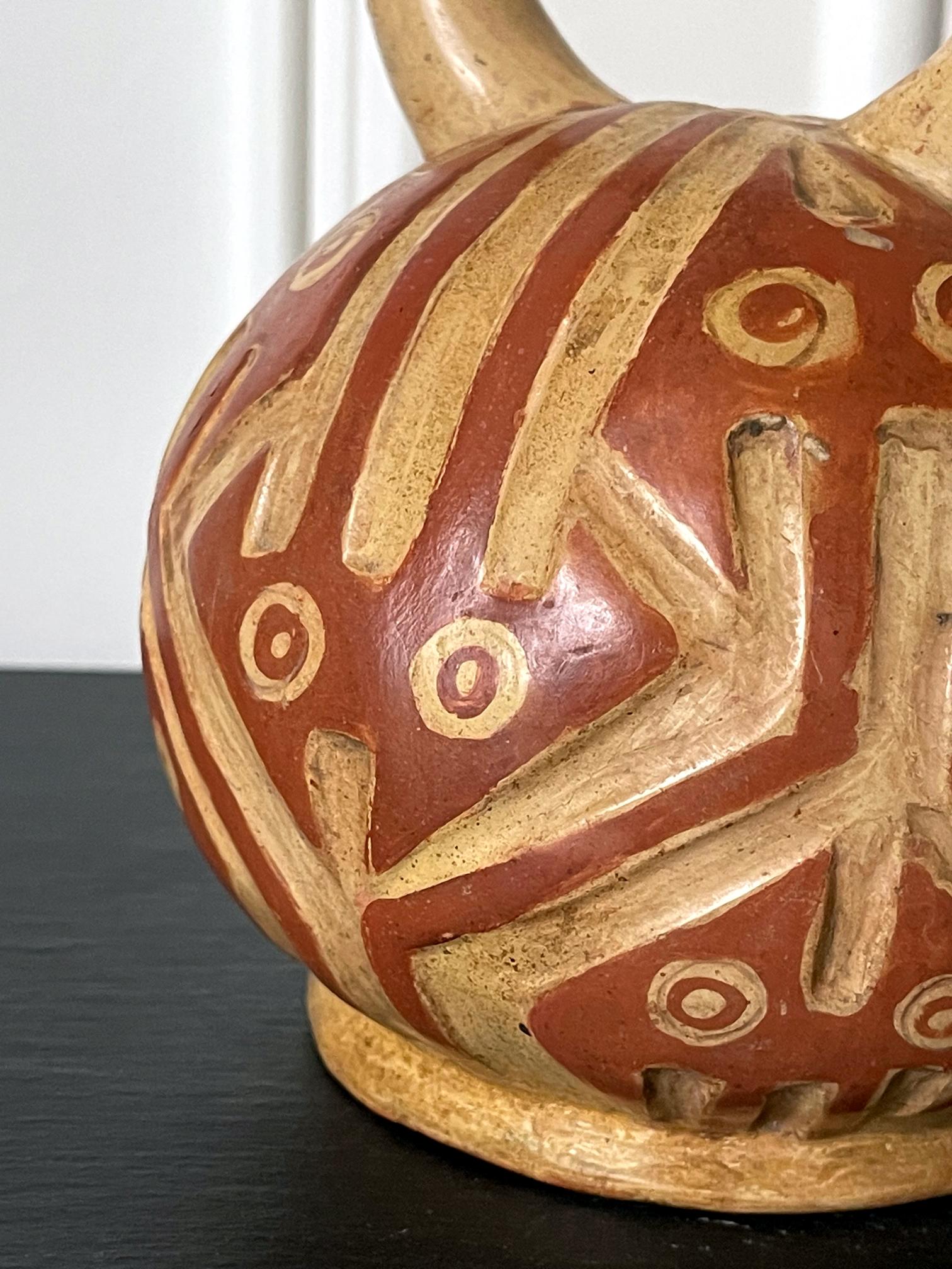 Pre-Columbian Stirrup Vessel from Moche Culture For Sale 4