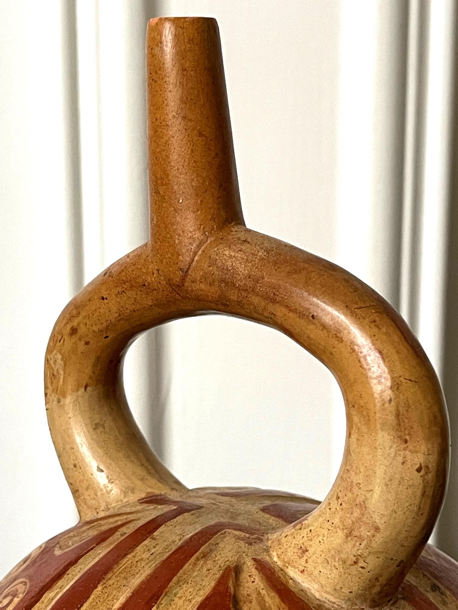 Pre-Columbian Stirrup Vessel from Moche Culture For Sale 8