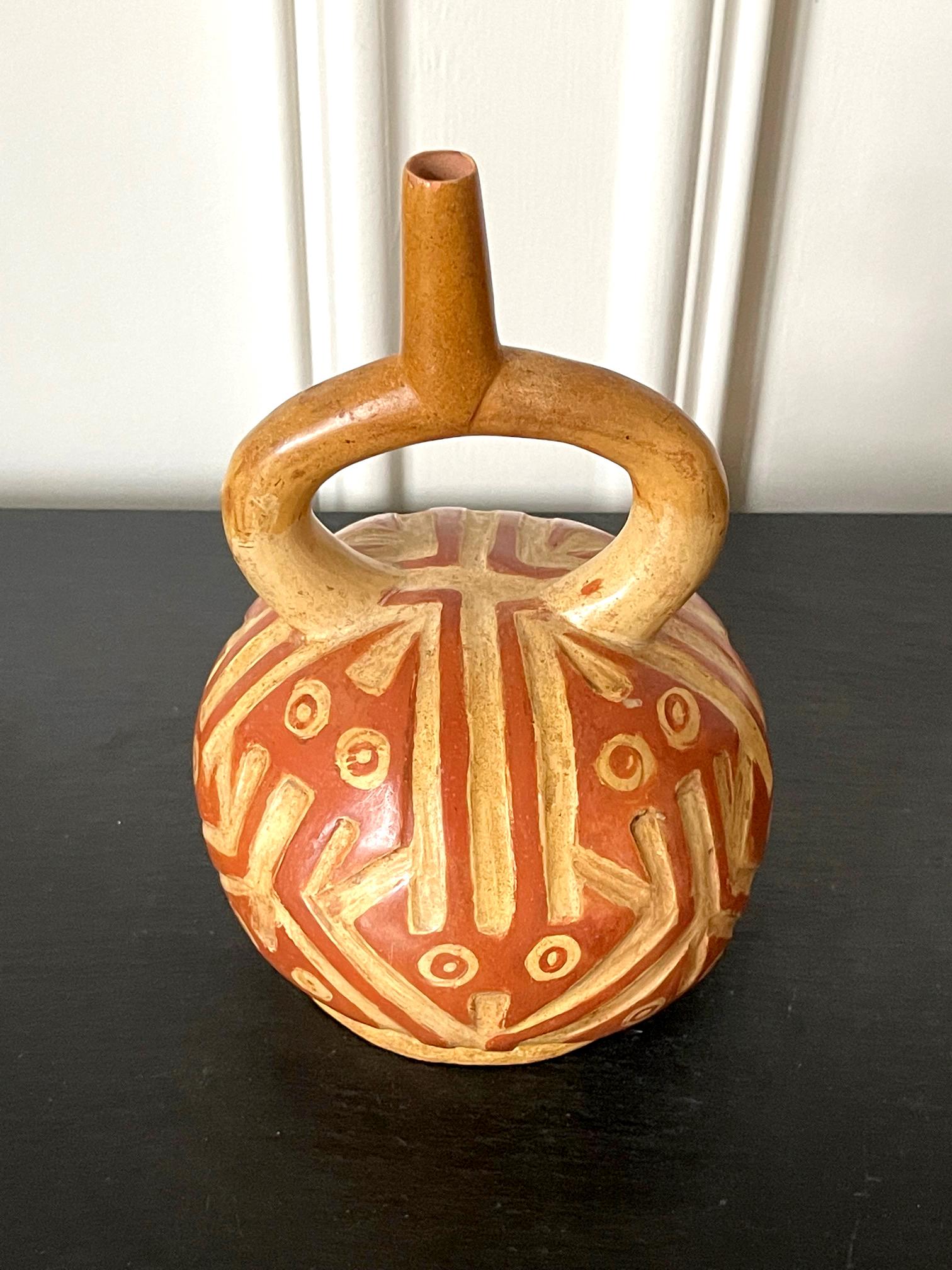 Pre-Columbian Stirrup Vessel from Moche Culture For Sale 9