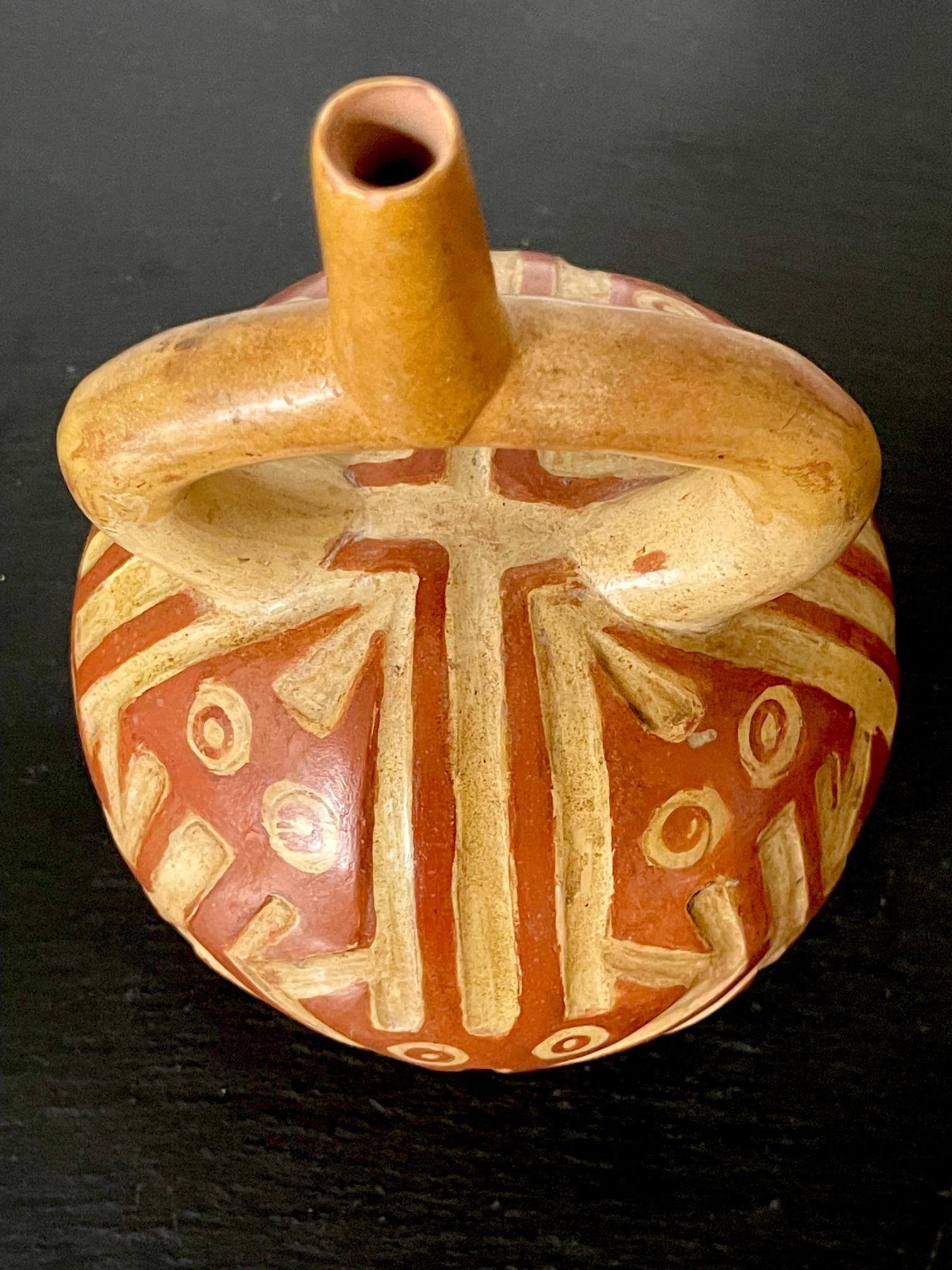 Pre-Columbian Stirrup Vessel from Moche Culture For Sale 1
