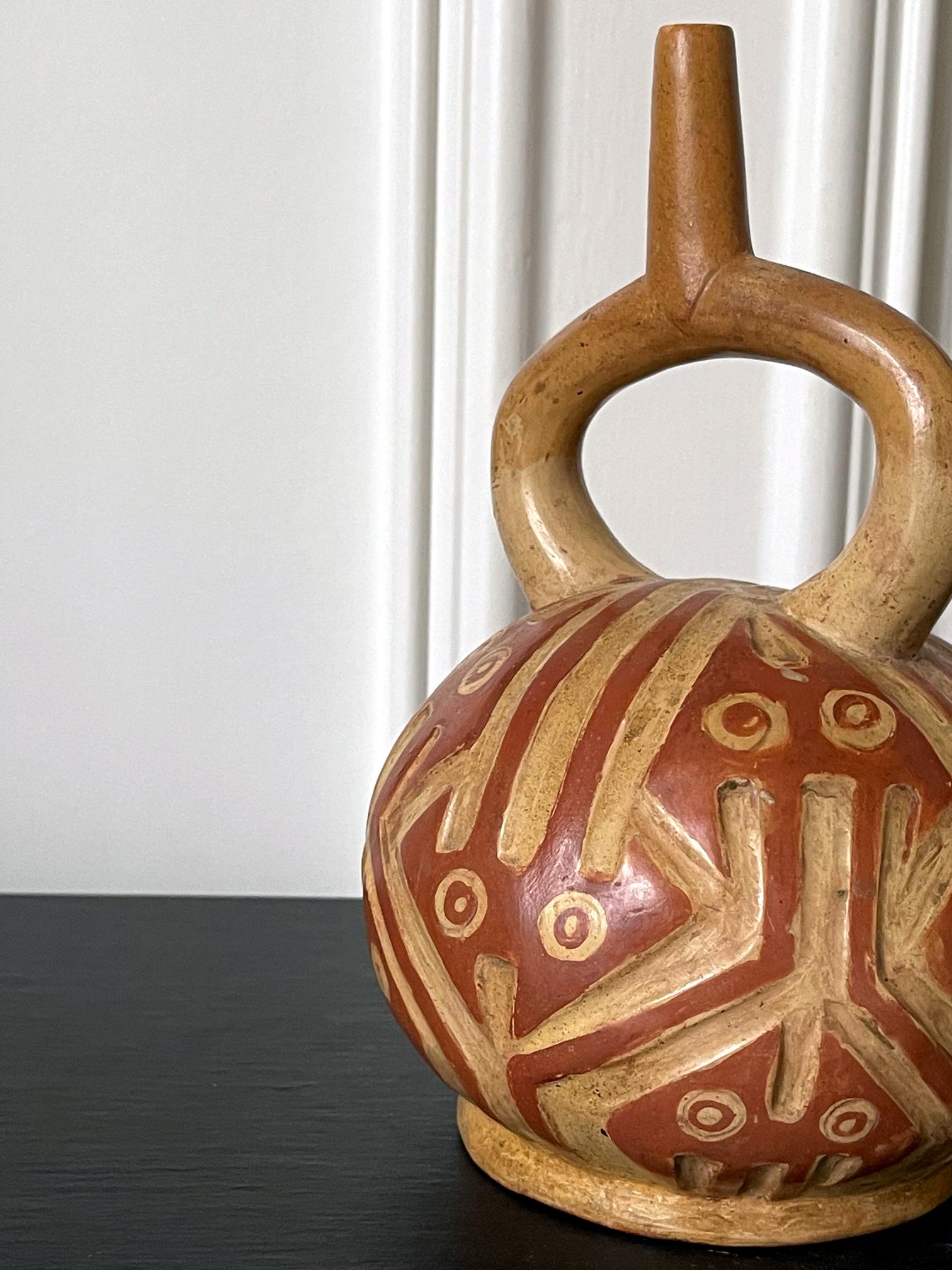 Pre-Columbian Stirrup Vessel from Moche Culture For Sale 2