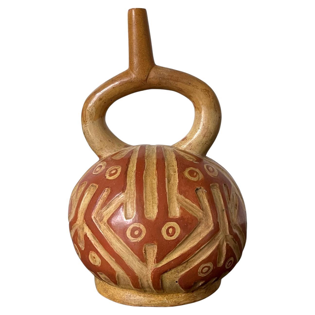 Pre-Columbian Stirrup Vessel from Moche Culture For Sale