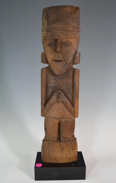 Pre Columbian Stunning Large Chimú Wood Marker Figure Ex Sothebys