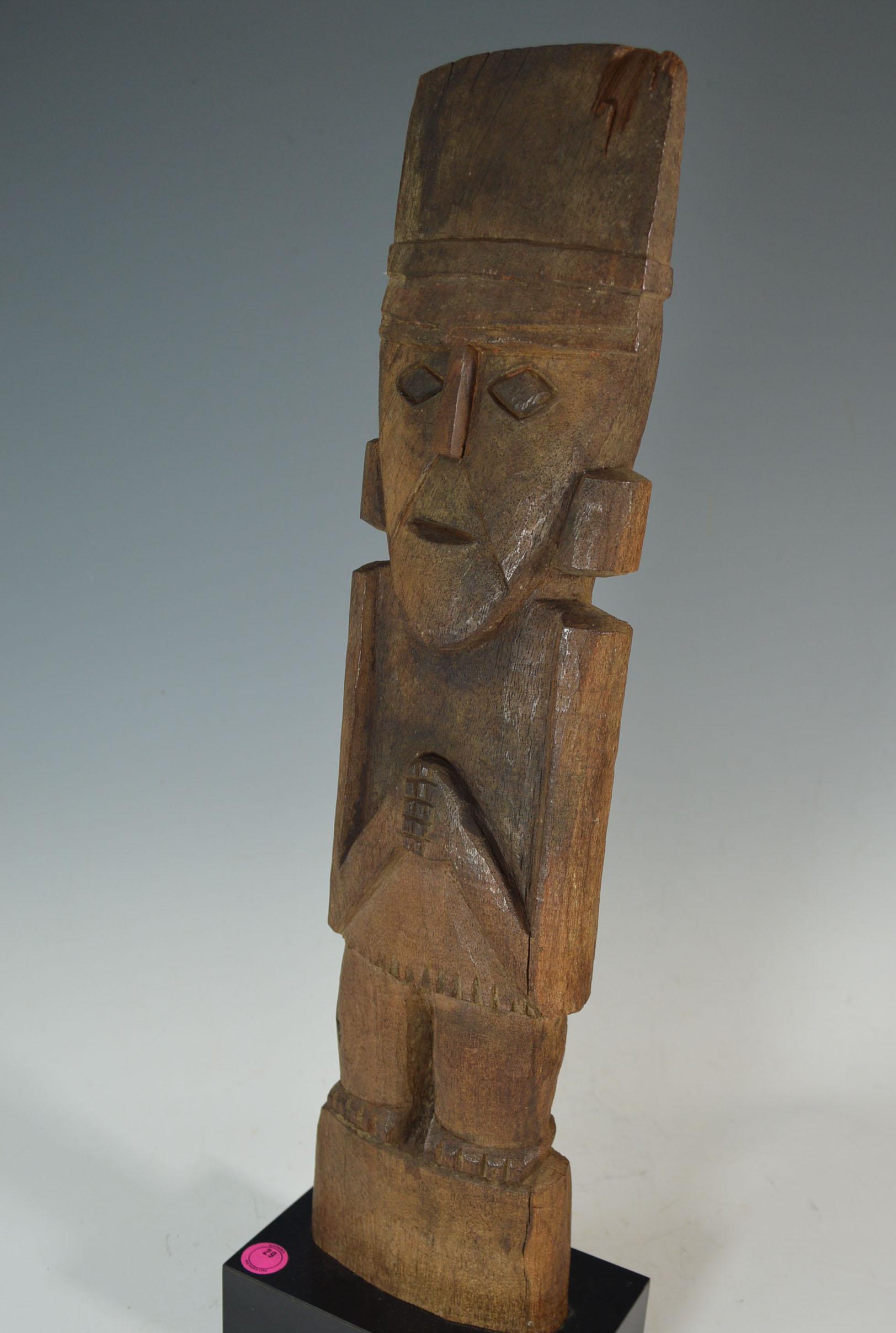 Pottery Pre Columbian Stunning Large Chimú Wood Marker Figure Ex Sothebys