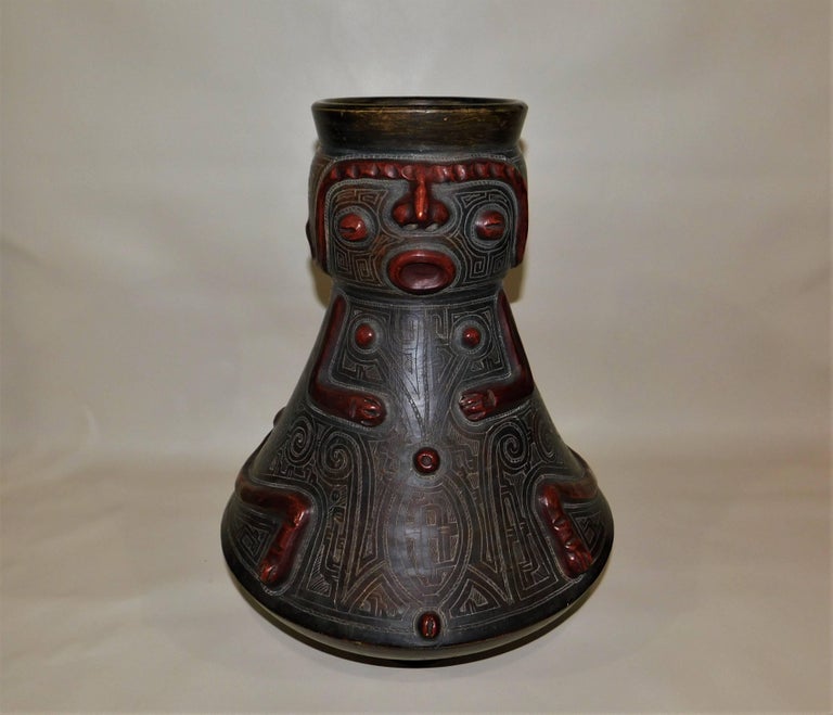 20th Century Pre-Columbian Style Figurative Art Pottery Vase For Sale