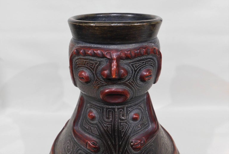 Pre-Columbian Style Figurative Art Pottery Vase For Sale 1