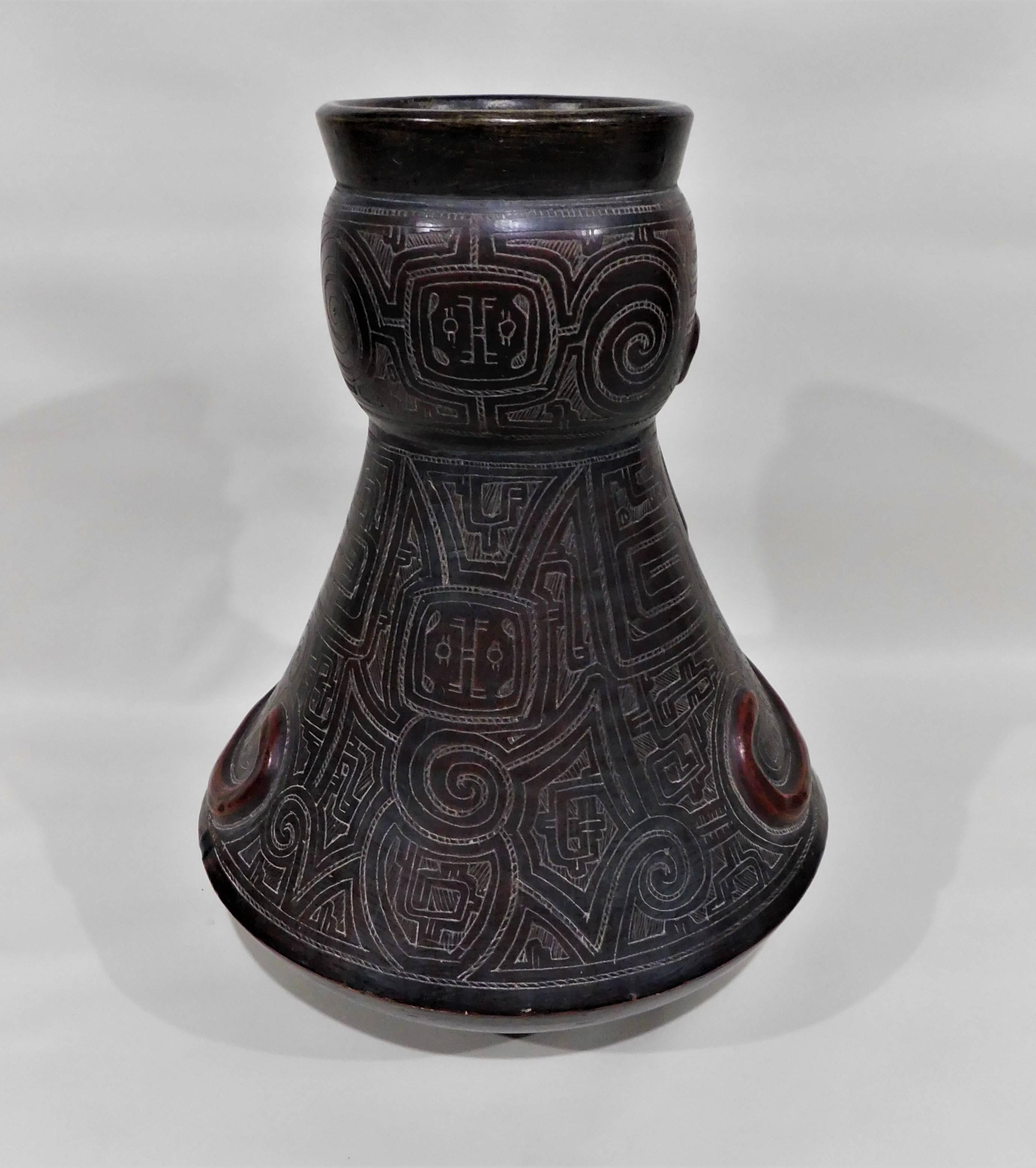 Pre-Columbian Style Figurative Art Pottery Vase 1