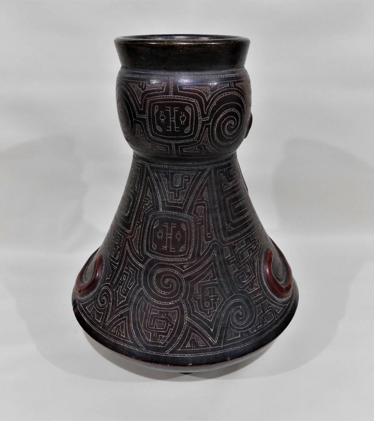 Pre-Columbian Style Figurative Art Pottery Vase For Sale 3