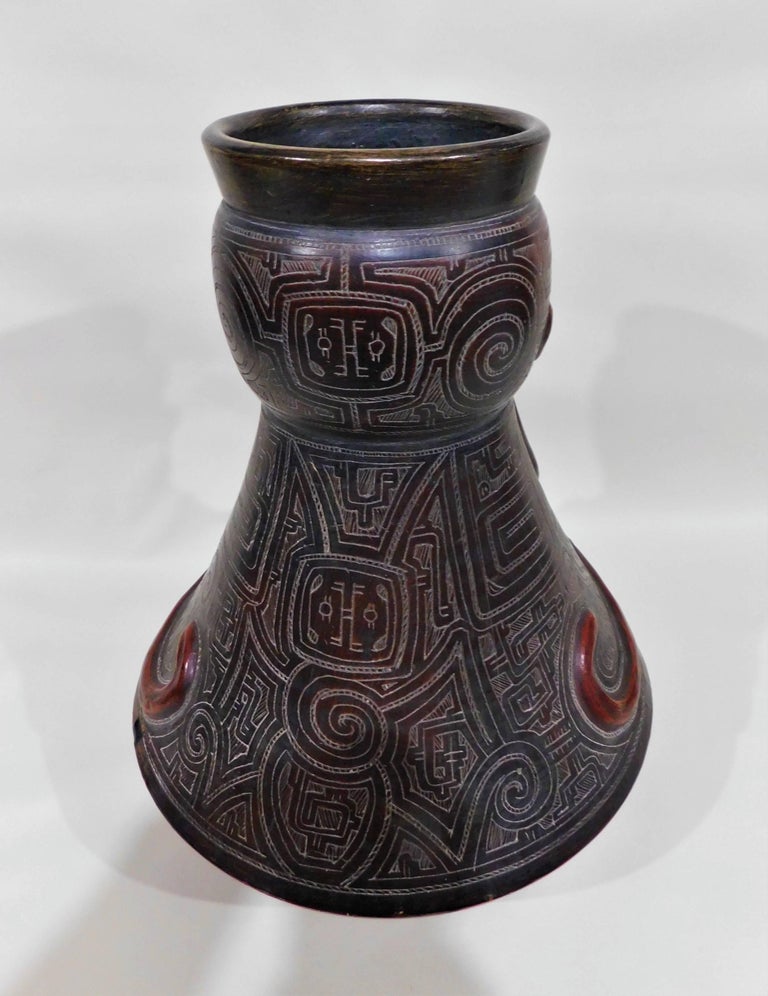 Pre-Columbian Style Figurative Art Pottery Vase For Sale 4