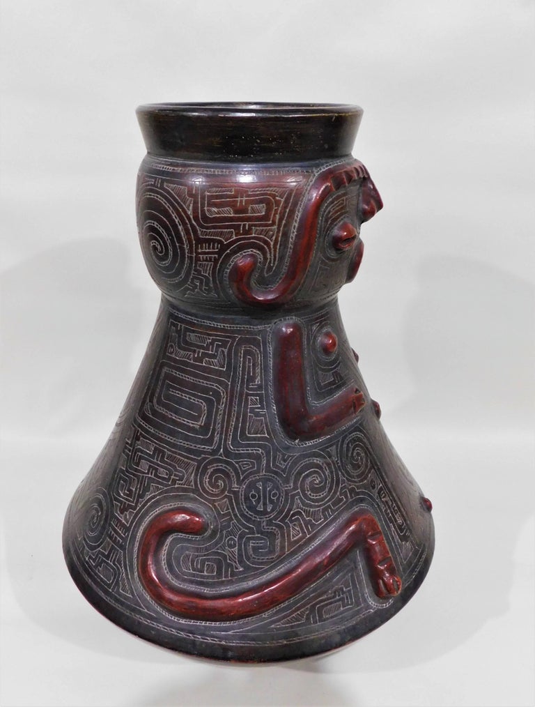 Pre-Columbian Style Figurative Art Pottery Vase For Sale 5