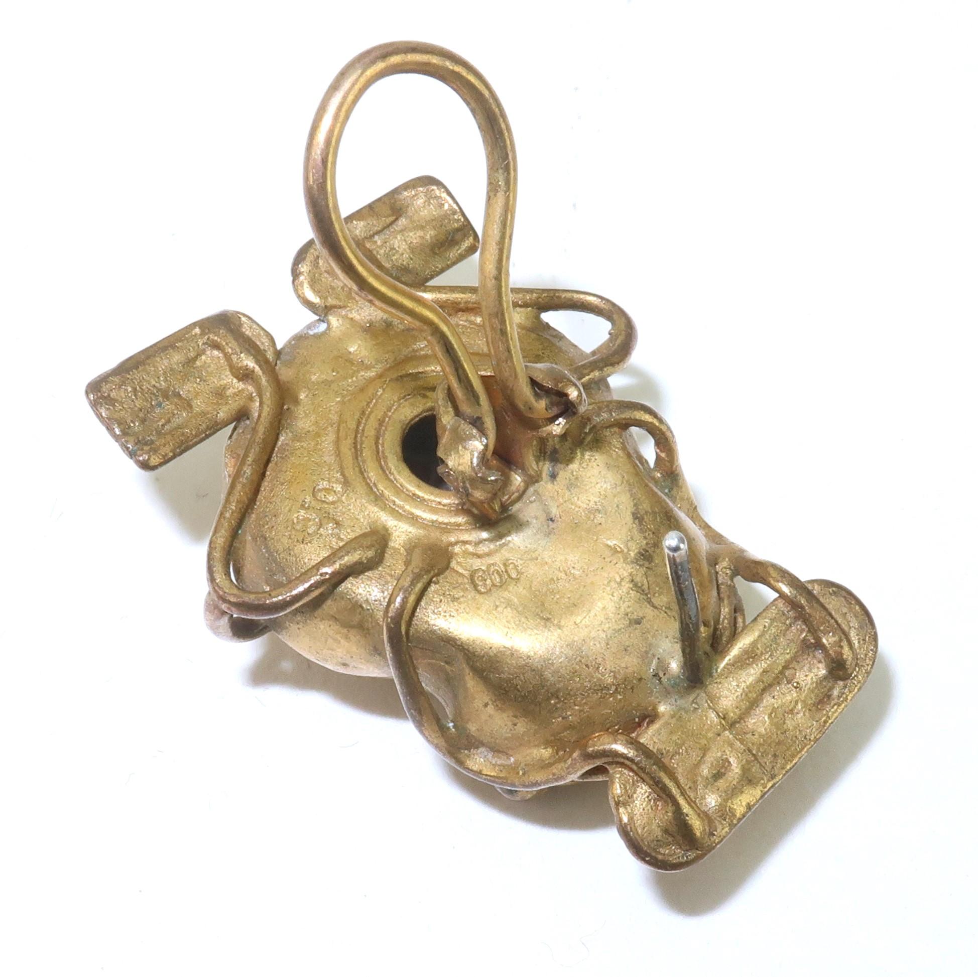 Pre-Columbian Style Frog Vermeil Earrings For Sale 1