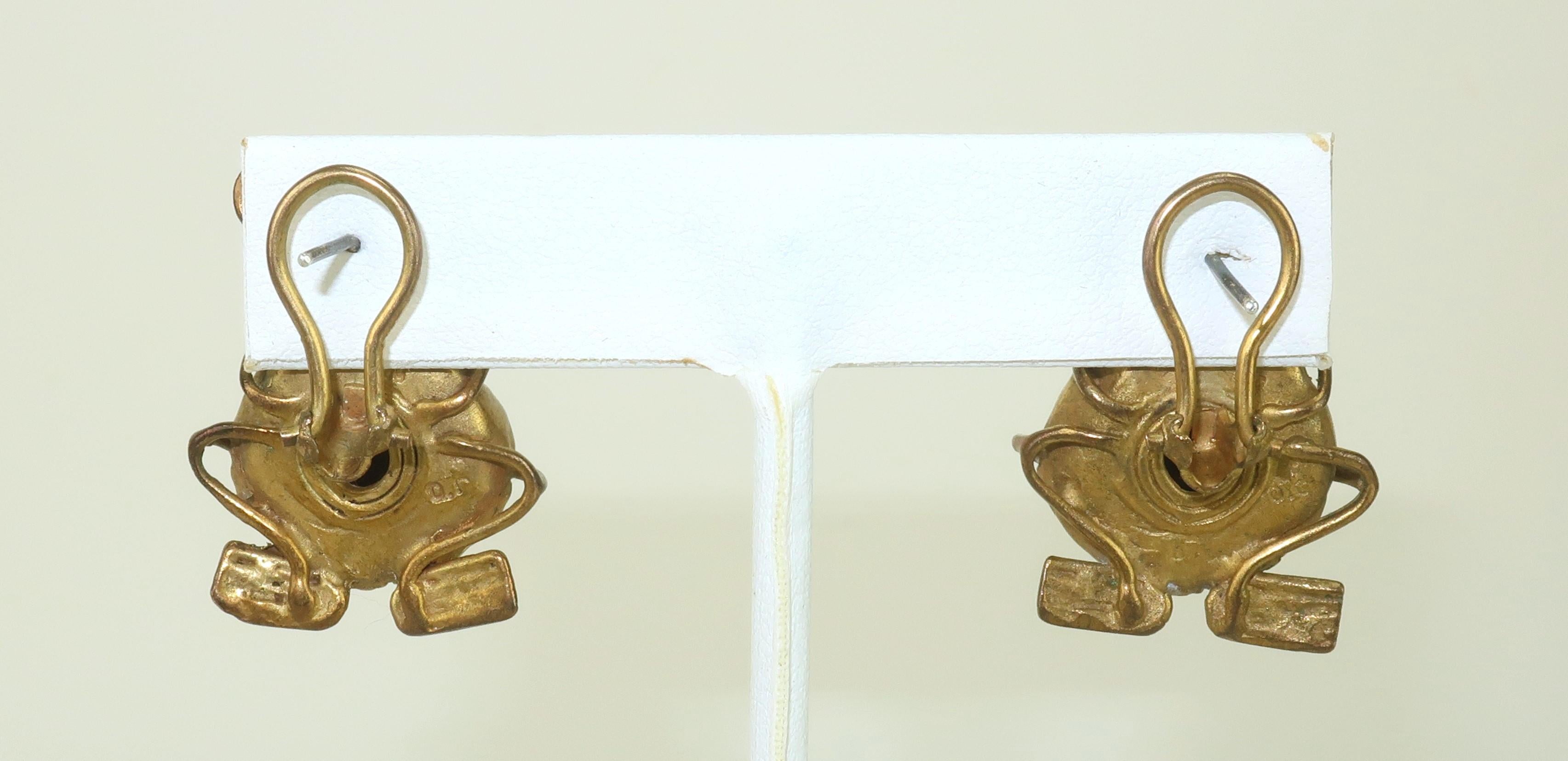 Pre-Columbian Style Frog Vermeil Earrings For Sale 4